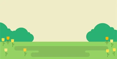 Evening Meadow with flowers vector icon flat isolated Stock Illustration