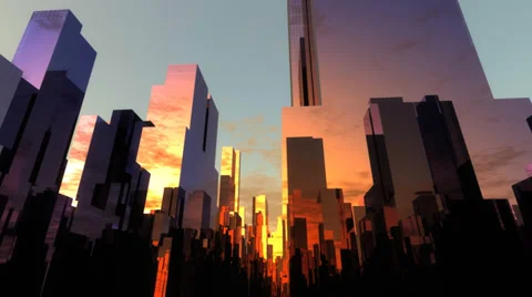 Evening metropolis - 3d animation of modern buildings, computer-Generated Stock Footage 39754177
