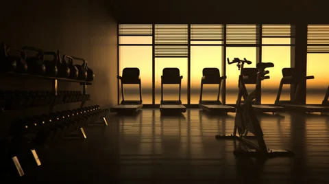 Evening In Modern Gym Interior Video stock 60363795
