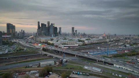 Evening in Moscow, panoramic view Stock Footage 140818268