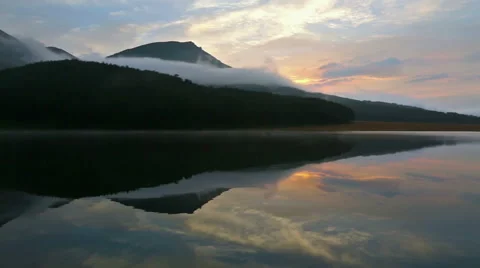 Evening at the mountain lake Stock Footage 45278749