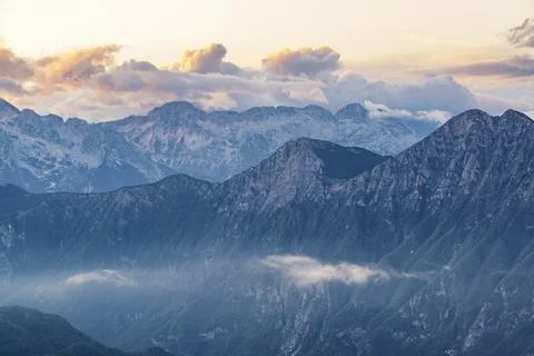 Evening mountain landscape Stock Photos