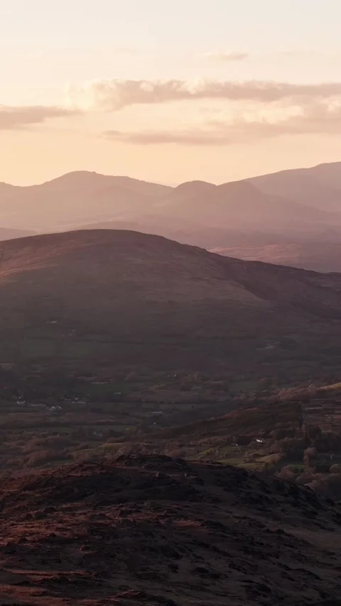 Evening mountain range landscape view overlooking Killarney National Park Stock Footage 321190192