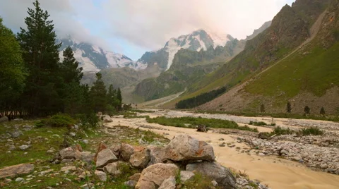 Evening at the mountain river Stock Footage 45156454