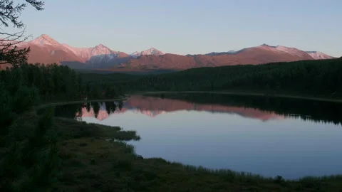 Evening in mountains and lake Stock Footage 199287142