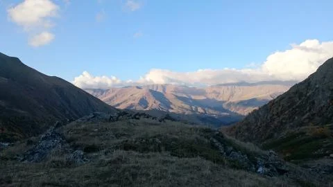 Evening in the mountains in autumn Stock Photos
