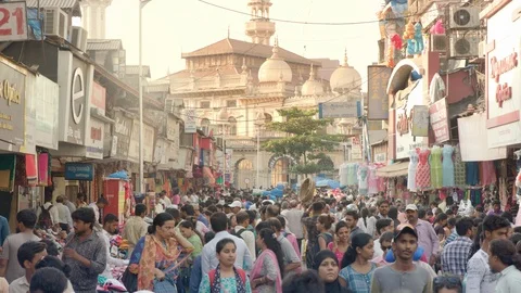 Evening at the Mumbai marker Stock Footage 90977564