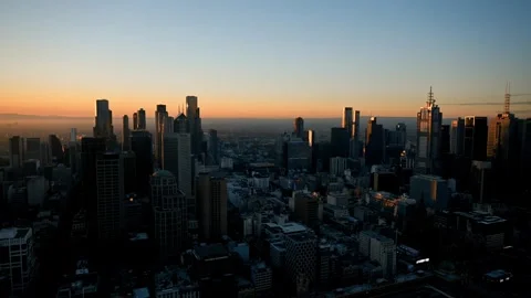 Evening to Night Melbourne Cityscape Timelapse  - Wide Lens View Video stock 276364085