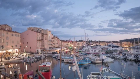 Evening to night timelapse in Saint-Tropez Stock Footage 87582492