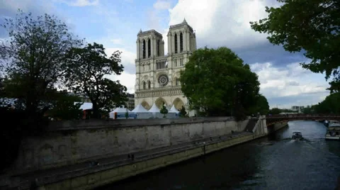 An Evening at Notre Dame, Paris Stock Footage 38457278