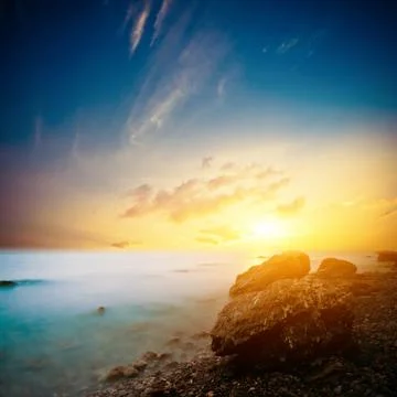 Evening ocean background Photos