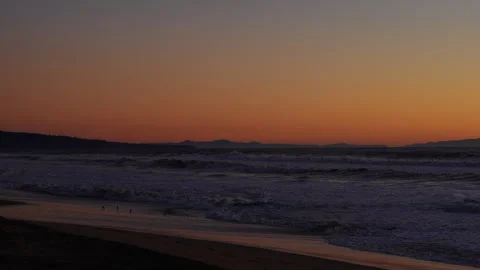 Evening Ocean Scene in Slow Motion in California Stock Footage 279934685