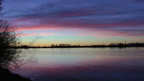 Evening Ocean Sunset @ Deas Island Park in Delta, BC  Stock Footage