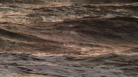 Evening Ocean Surface With Rolling Wind Waves Video stock 339269603