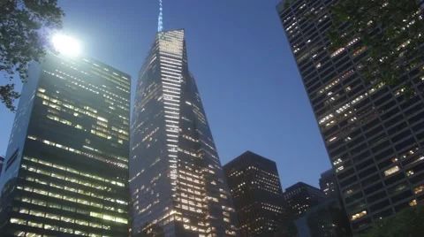 Evening or dusk establishing shot of New York office building Stock-Footage 61169741