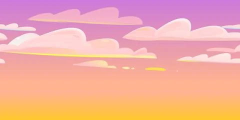Evening or morning sky with clouds and airplane trails. Seamless illustration Stock Illustration