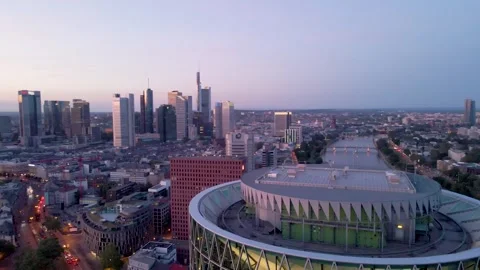 Evening orbit over WINX tower roof by the Main Stock Footage 331874764