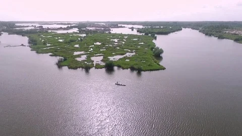 Evening on Ouidah's lake Stock Footage 81073363