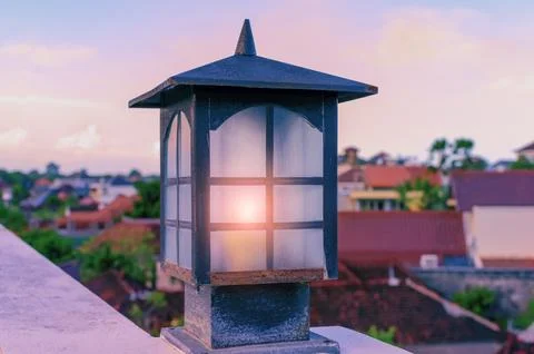 Evening outdoor lantern Stock Photos