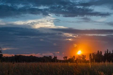 Evening over the field Stock Photos
