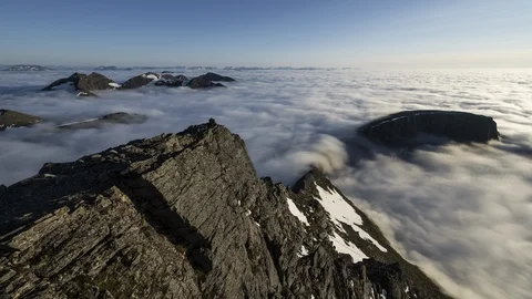 Evening over the mountains with inversion Stock Footage 122980088