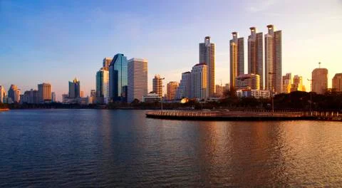 Evening overlooking the city. Stock Photos
