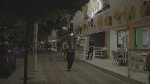 Evening in Panama and people walking down the street Stock-Footage 343748110