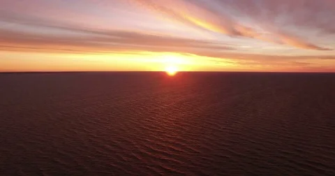 Evening panorama of Beautiful  sunset over the  sea with red sky Stock Footage 71402089