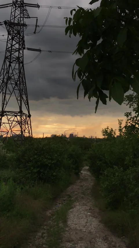Evening panorama landscape dark clouds against the vanilla sky Stock-Footage 241180544