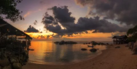 Evening panorama at sunset Фото