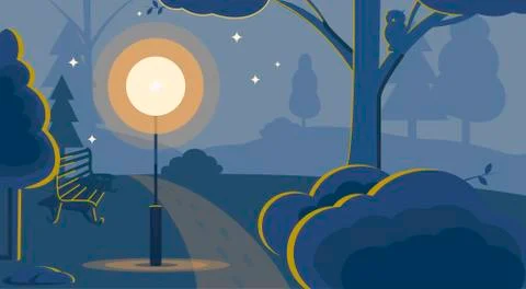 Evening Park- illustration Stock Illustration