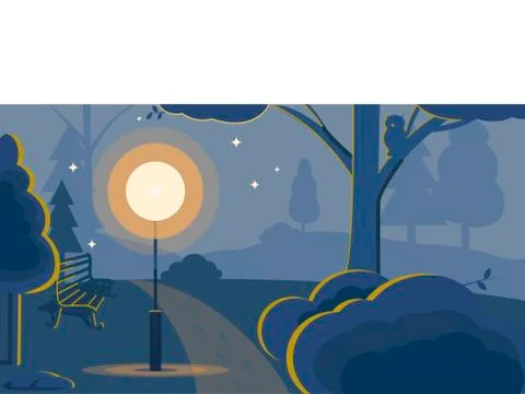 Evening Park-vector illustration Stock Illustration