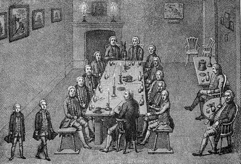 An Evening Party of King Frederick William I the Tobacco College Historical Stock Illustration