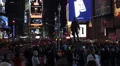 Evening People Crossing Busy Street Times Square Night New York City Yellow Cabs HD Footage