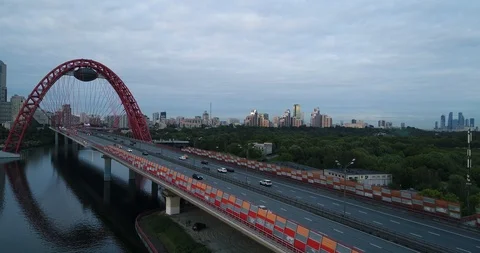 Evening Picturesque Bridge Stock Footage
