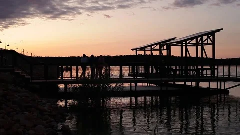 Evening on the pier Stock Footage 113454364