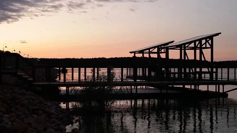 Evening on the pier Stock Footage 113454369