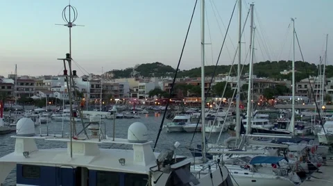 In the evening in the port of Cala Ratjada Stock Footage 68409265