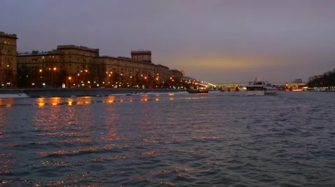 Evening quay in winter Stock Footage 46857907