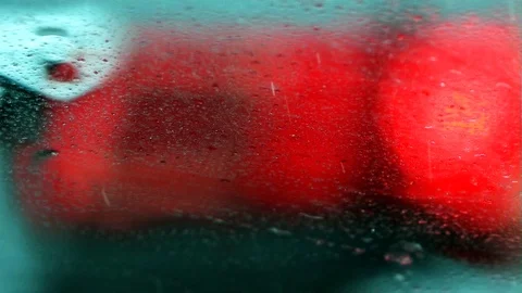 Evening Rain Bokeh Lights Glass Rain Stock Footage 105921253