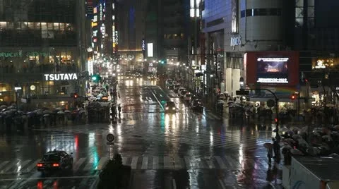 Evening Rainfall Precipitation Rain Commuters Commute People Walking Tokyo Crowd Stock Footage 12422838