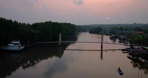 Evening at Rak Samae bridge Stock Footage 89785181