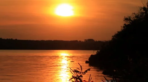 Evening on the river bank. Stock Footage 5572109