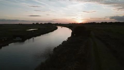 Evening River Boat Stock Footage 272766334