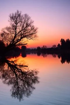 Evening on the river Stock Photos