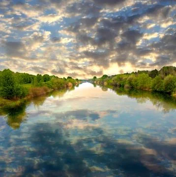 Evening on river Stock Photos
