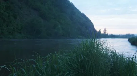 Evening on the river, twilight on the river Stock Photos