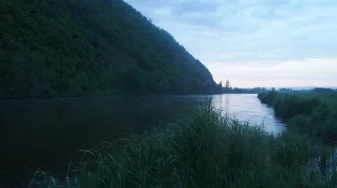 Evening on the river, twilight on the river Stock Photos