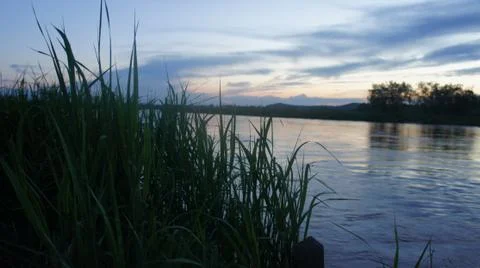 Evening on the river, twilight on the river Stock Photos