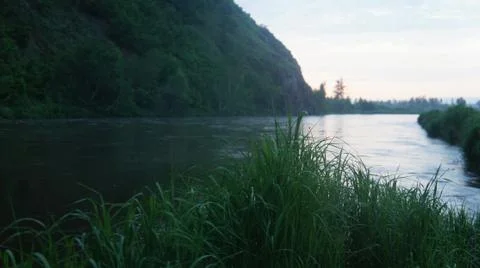 Evening on the river, twilight on the river Stock Photos
